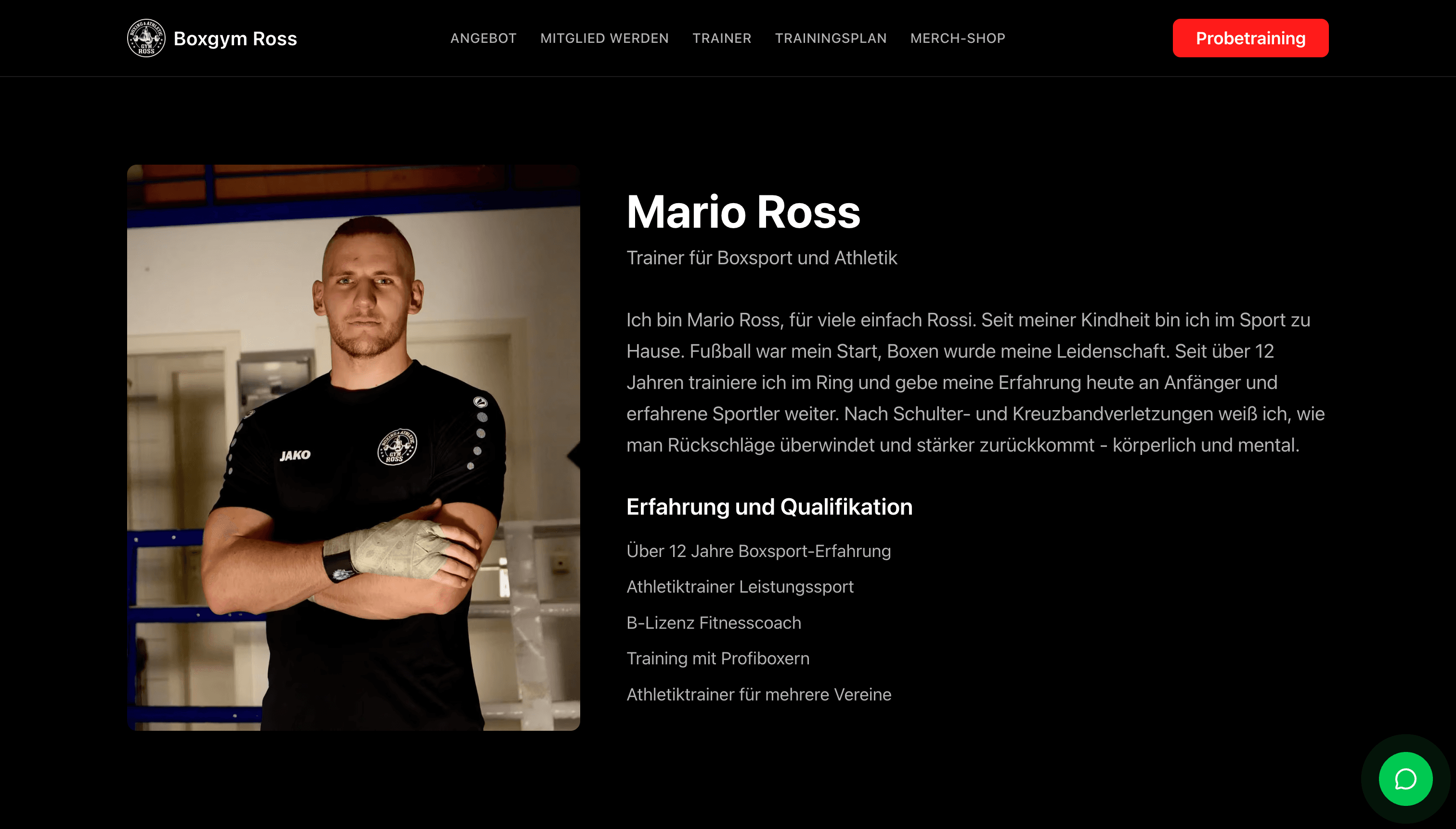 Trainerprofil Mario Ross mit Qualifikation und Erfahrung