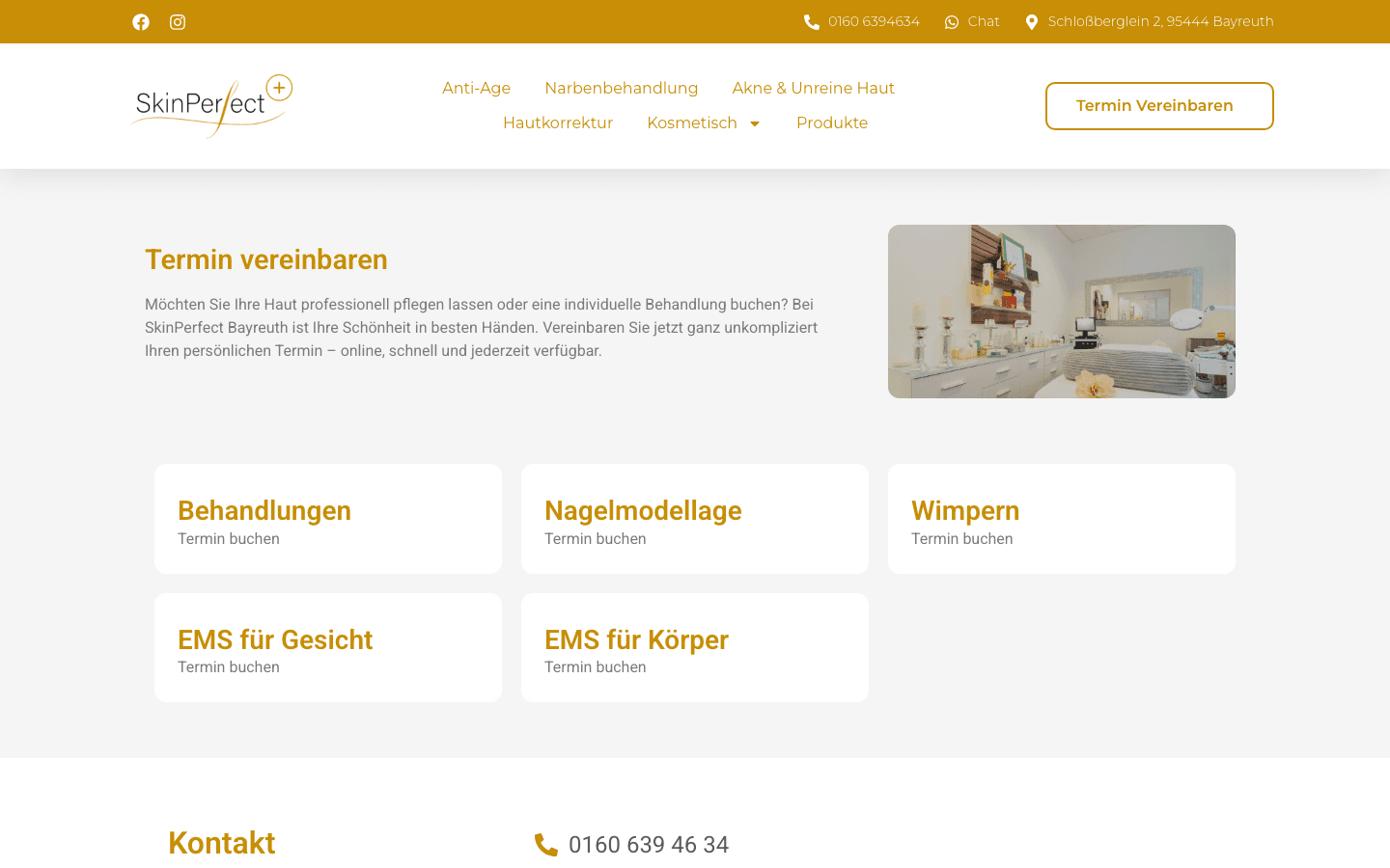 Online-Terminvereinbarung für Behandlungen, Nägel, Wimpern und EMS