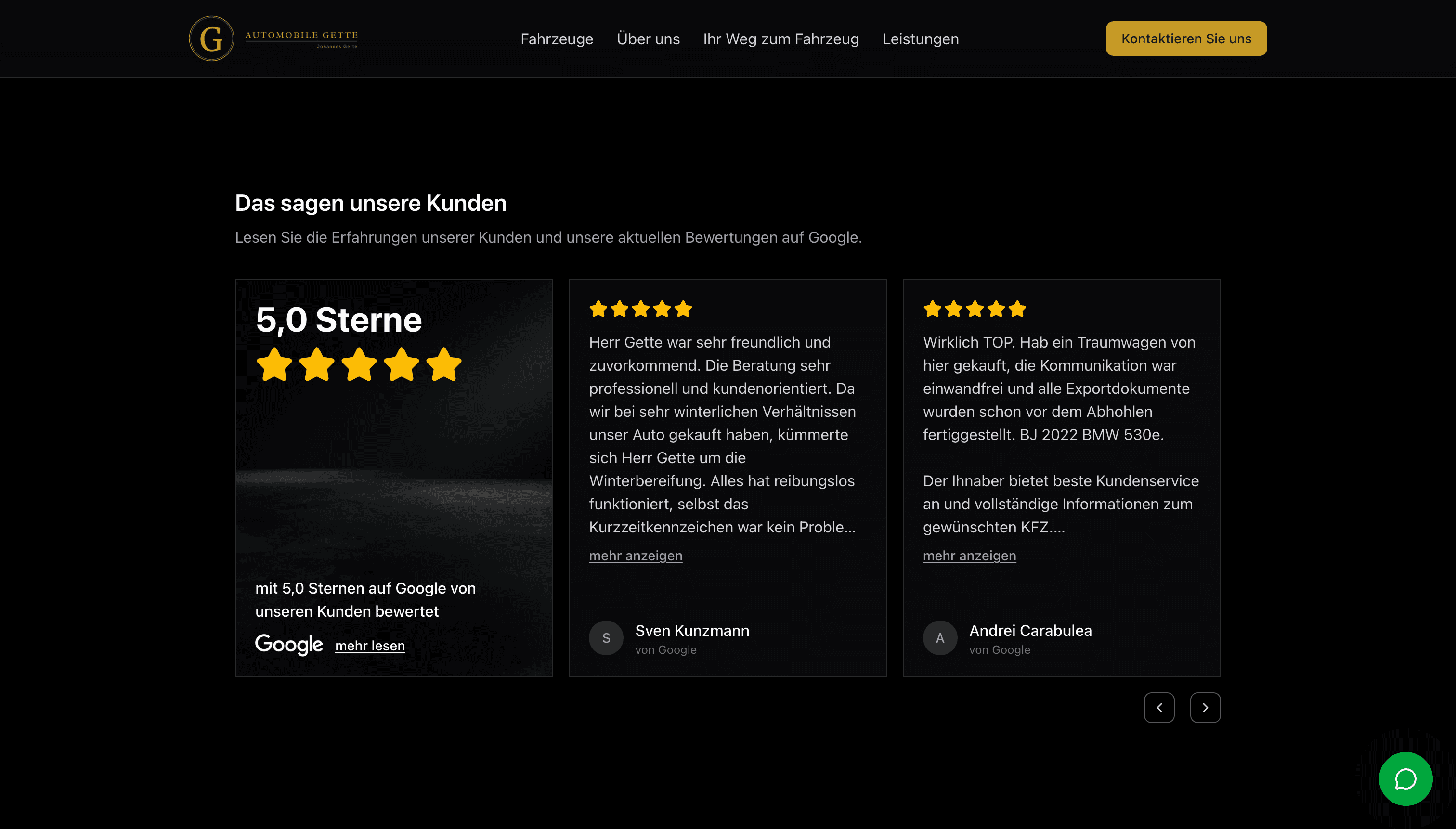 Google-Kundenstimmen zu Automobile Gette