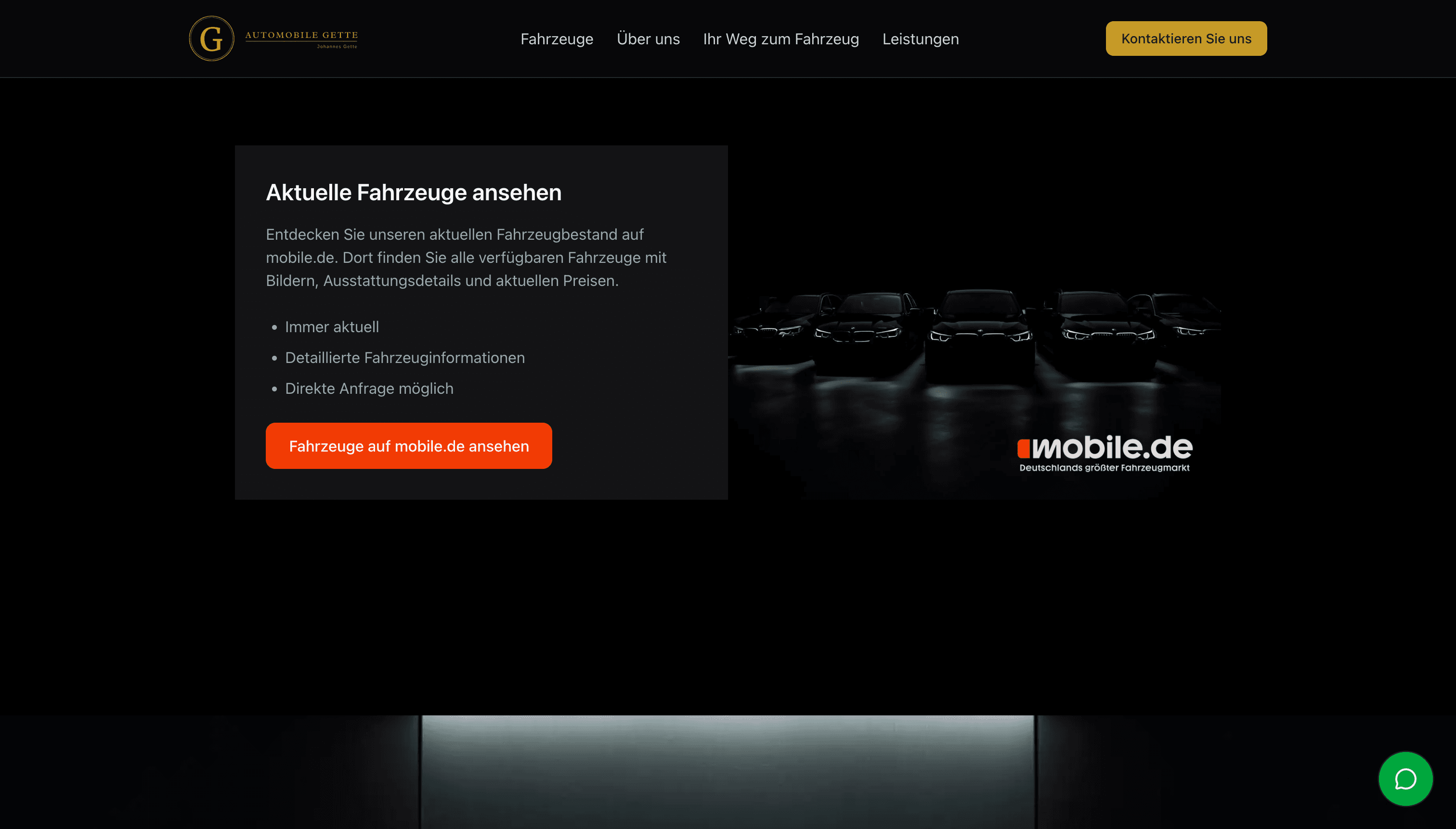 Verknüpfung zum aktuellen Fahrzeugbestand auf mobile.de